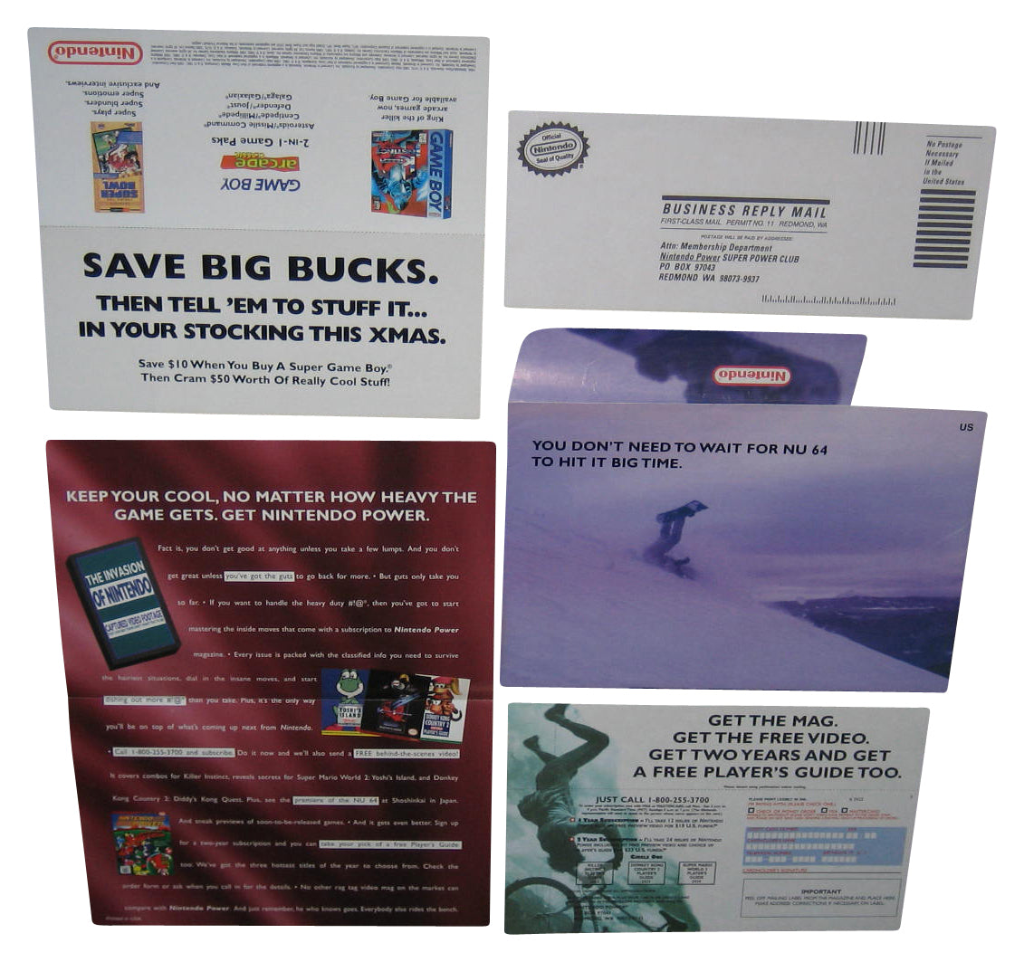 Nintendo Power Subscription Renewal Paperwork w/ Envelope