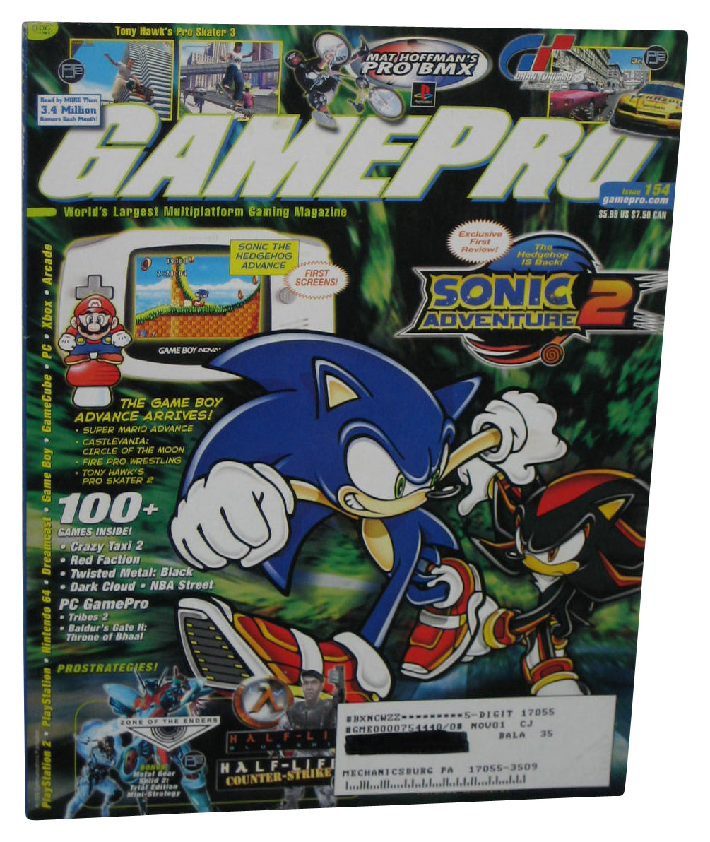 GamePro July 2001 Magazine Book #154 w/ Floigan Bros. Poster - (Sonic Adventure 2 Cover)