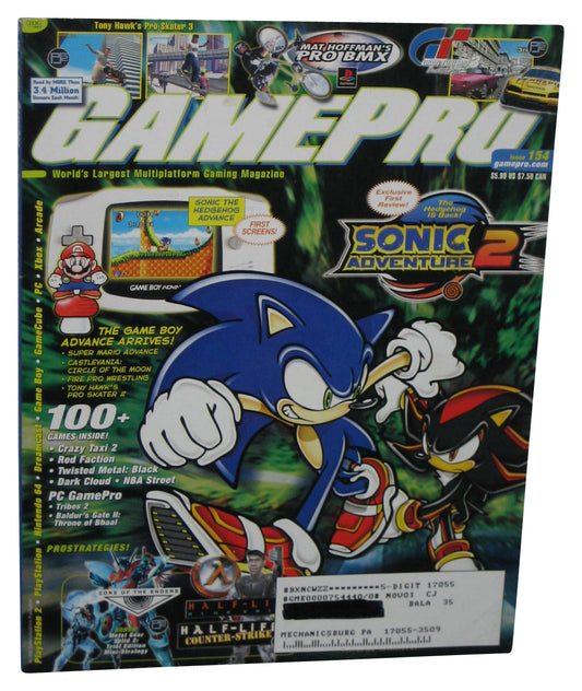 GamePro July 2001 Magazine Book #154 w/ Floigan Bros. Poster - (Sonic Adventure 2 Cover)