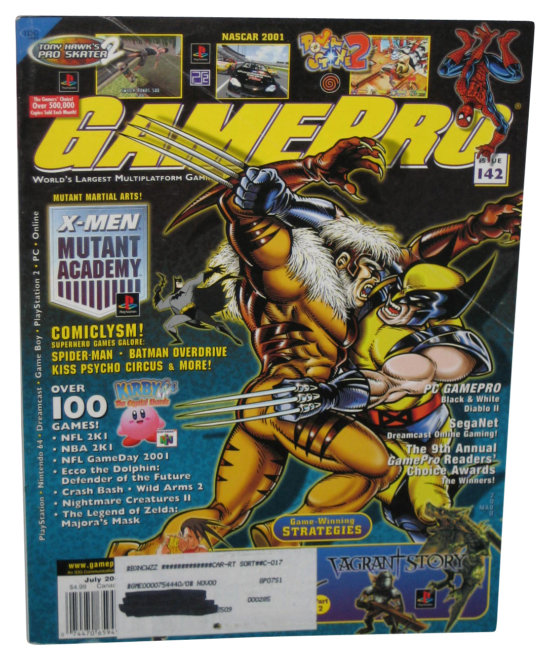 GamePro July 2000 Magazine Book #142 - (X-Men Mutant Academy Wolverine vs Sabretooth Cover)