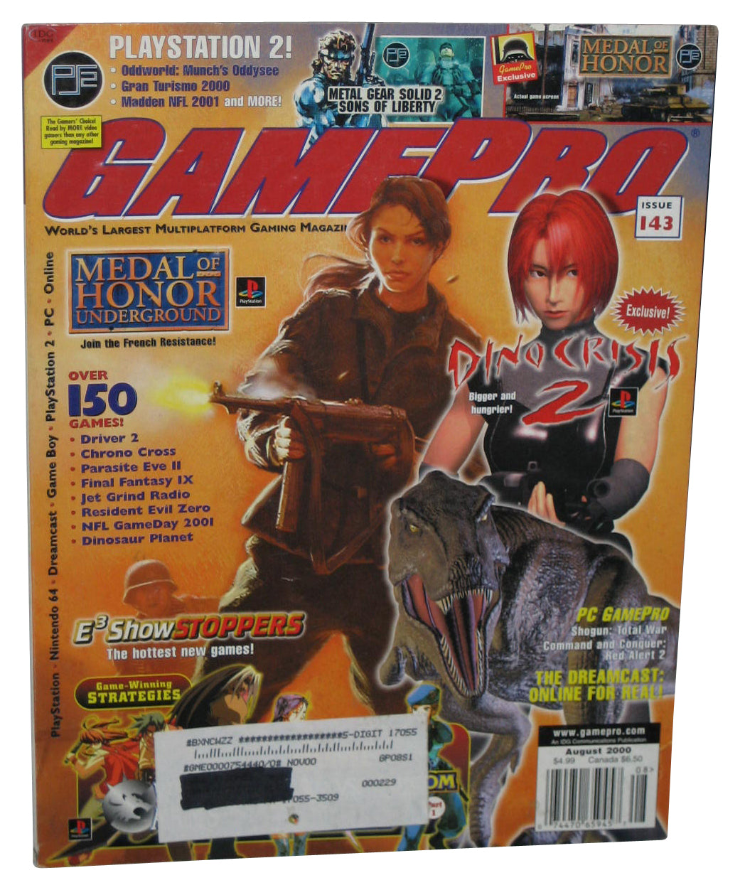 GamePro August 2000 Magazine Book #143 - (Dino Crisis 2 Cover)