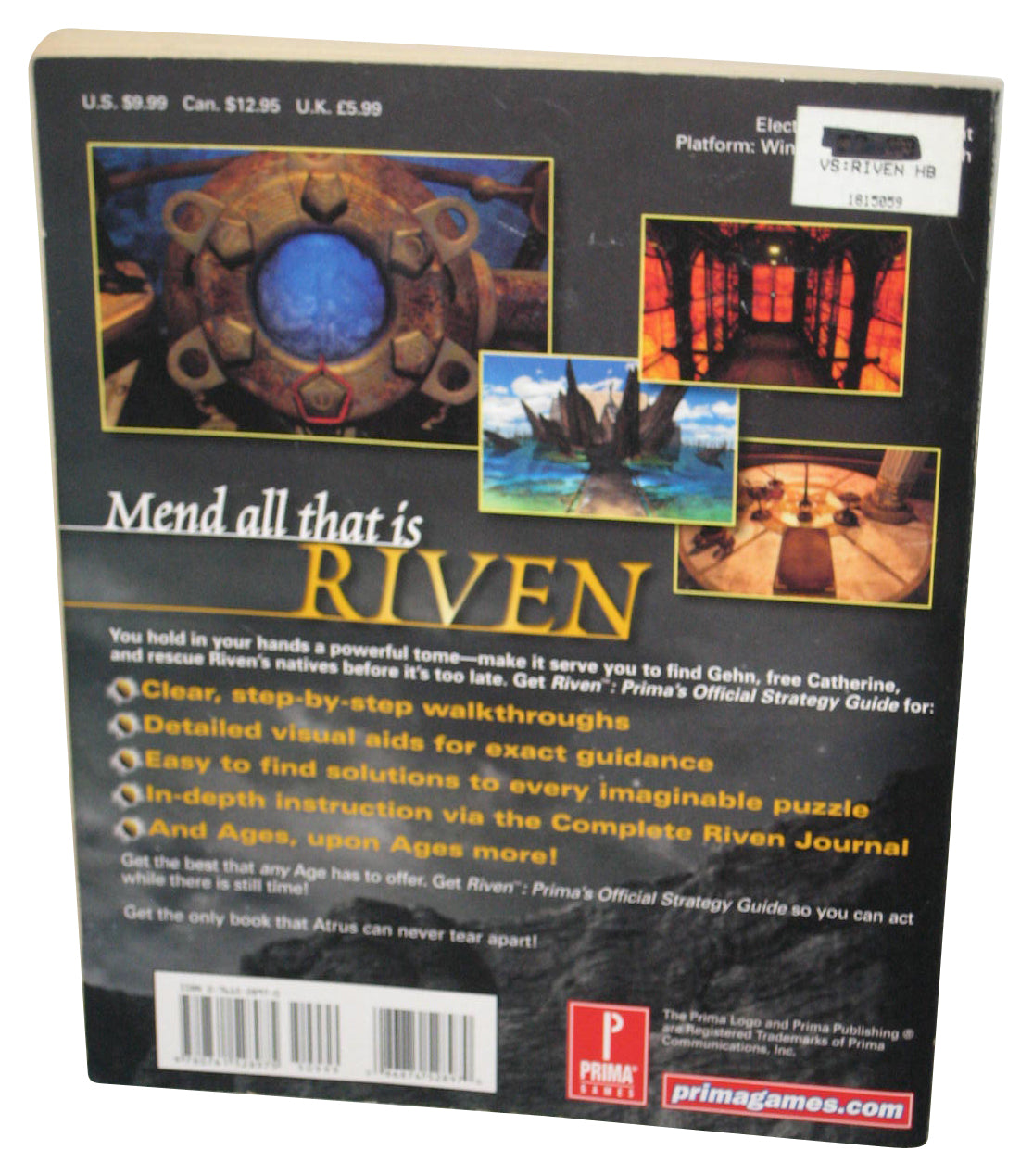 Riven The Sequel To Myst Prima Games (2000) Official Strategy Guide Book