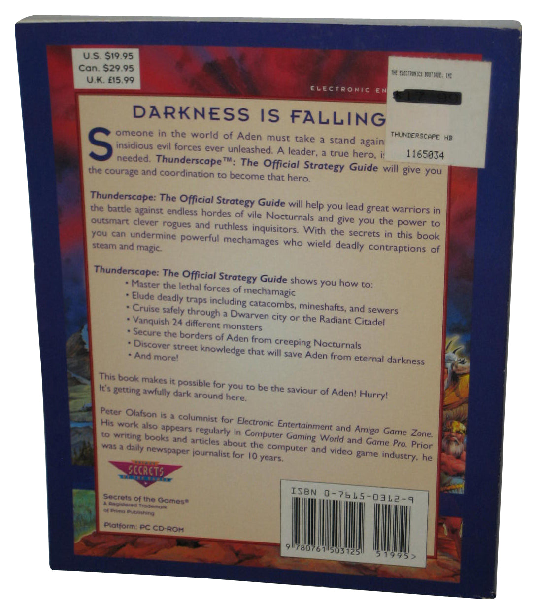 Thunderscape Prima Games PC Windows (1995) Official Strategy Guide Book