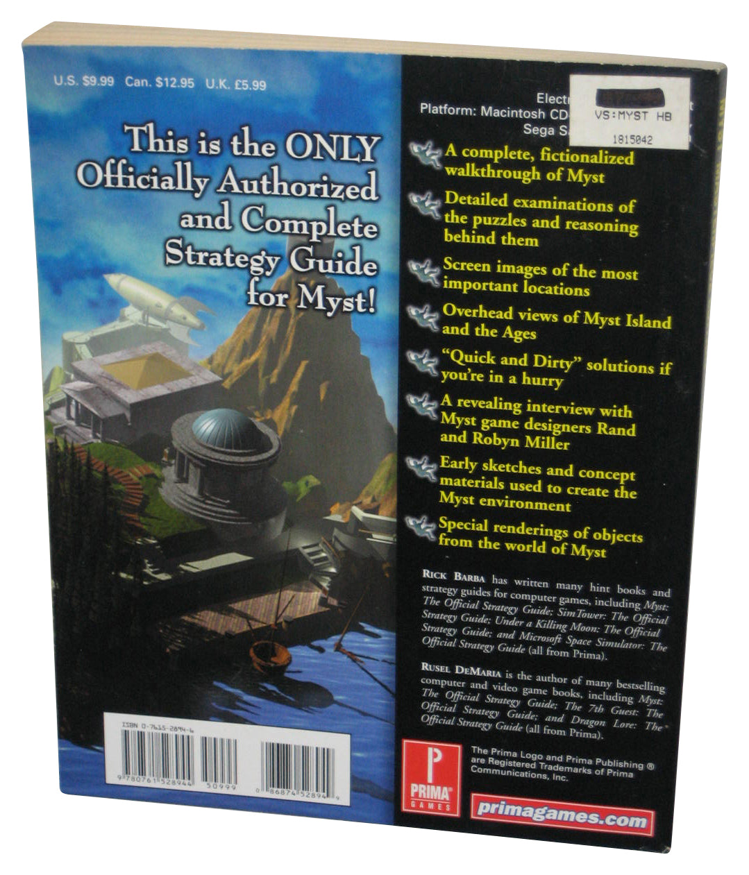 Myst Value Series Prima Games PC Windows (2000) Official Strategy Guide Book