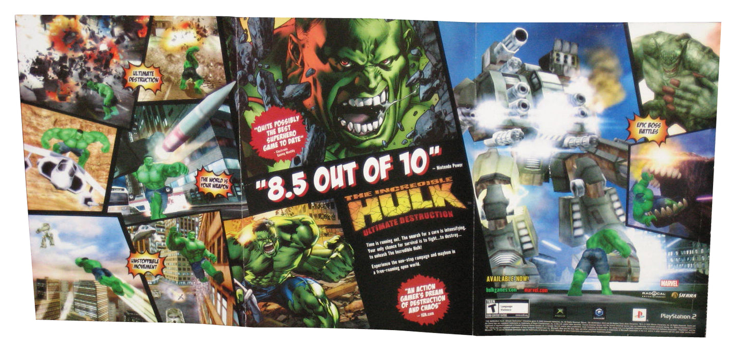 Nintendo Power Incredible Hulk Ultimate Destruction Video Game Pull-Out Poster