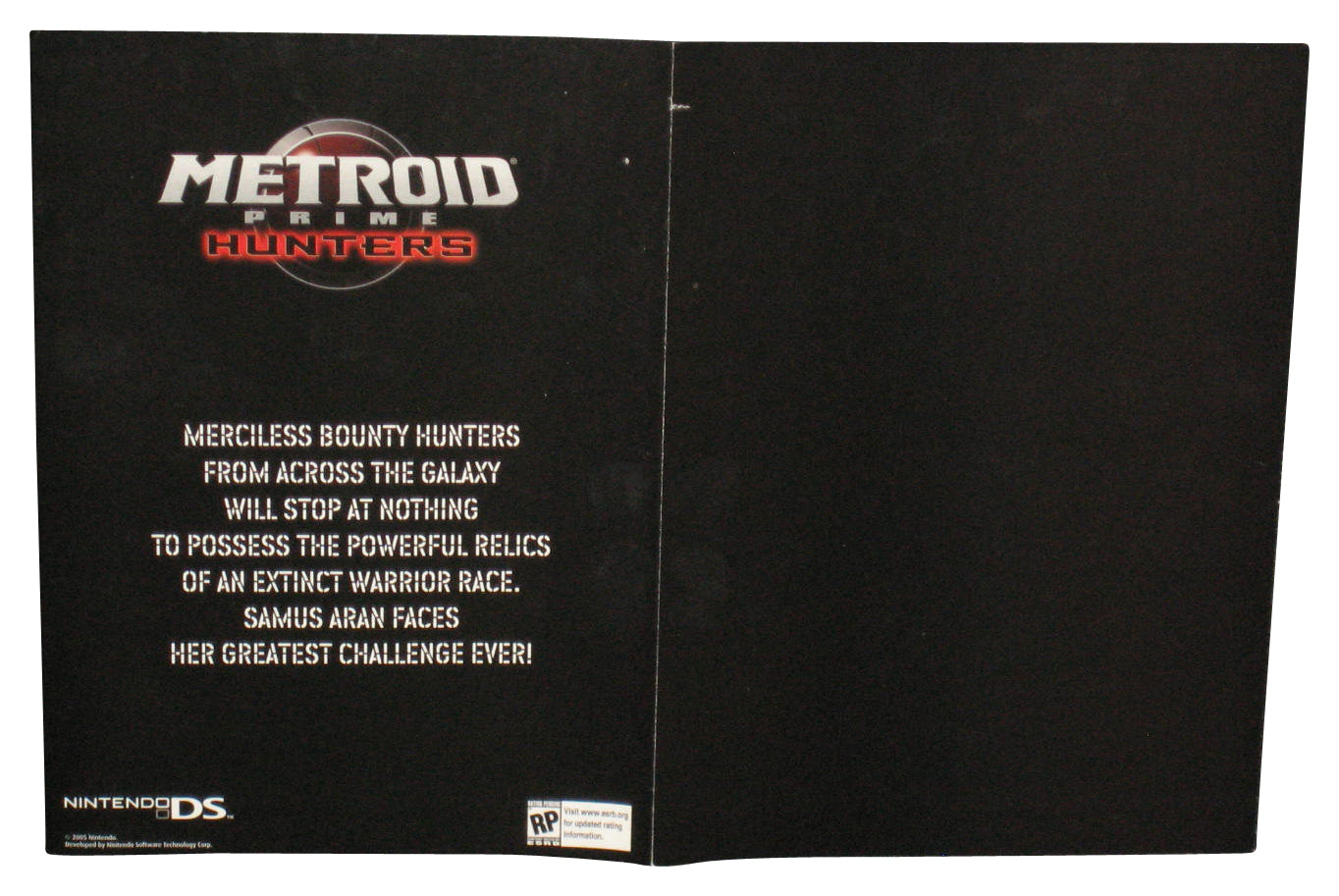 Nintendo Power Metroid Prime Hunters Video Game Pull-Out Poster