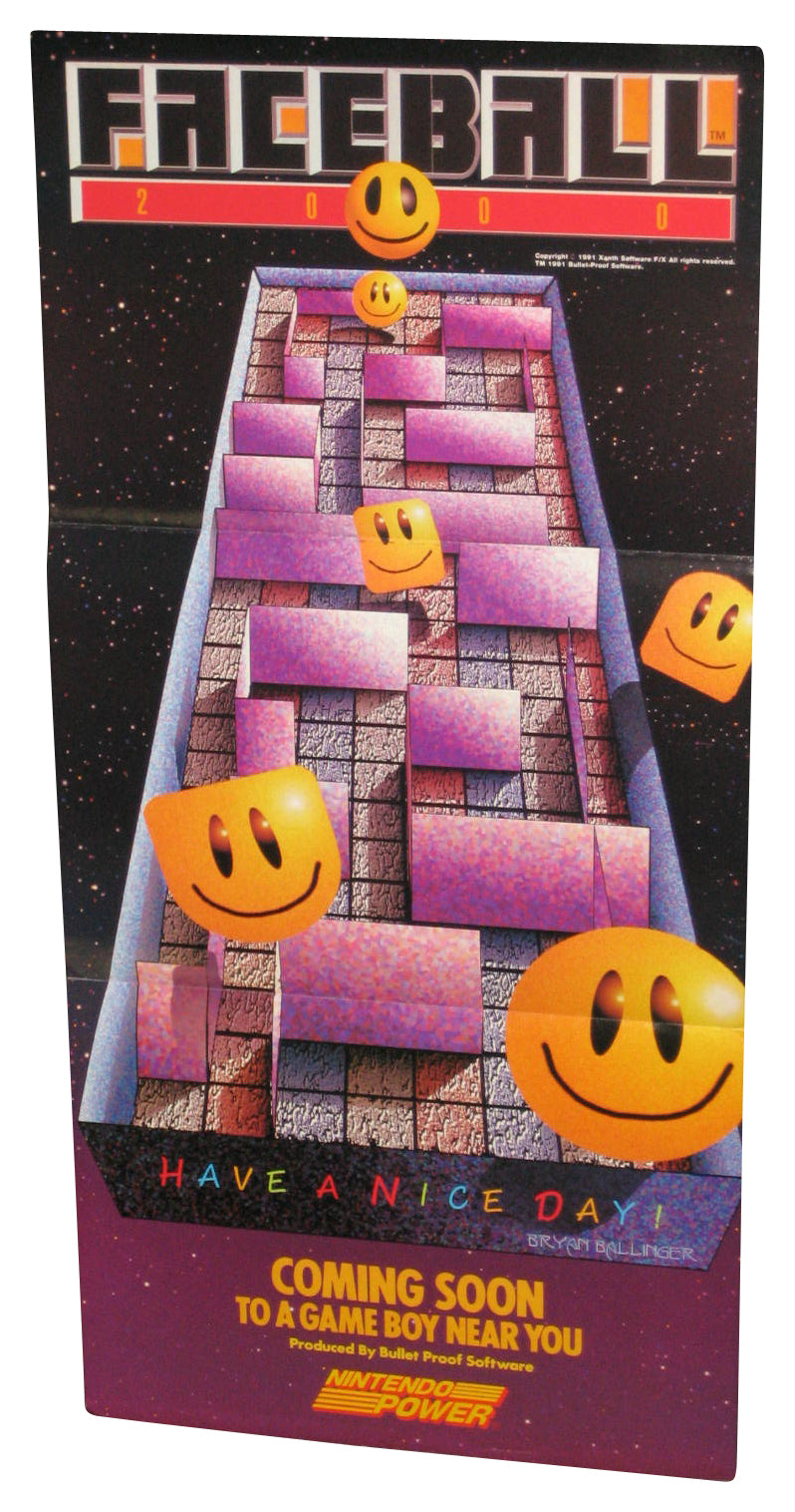 Nintendo Power Faceball (1991) Video Game Pull-Out Poster