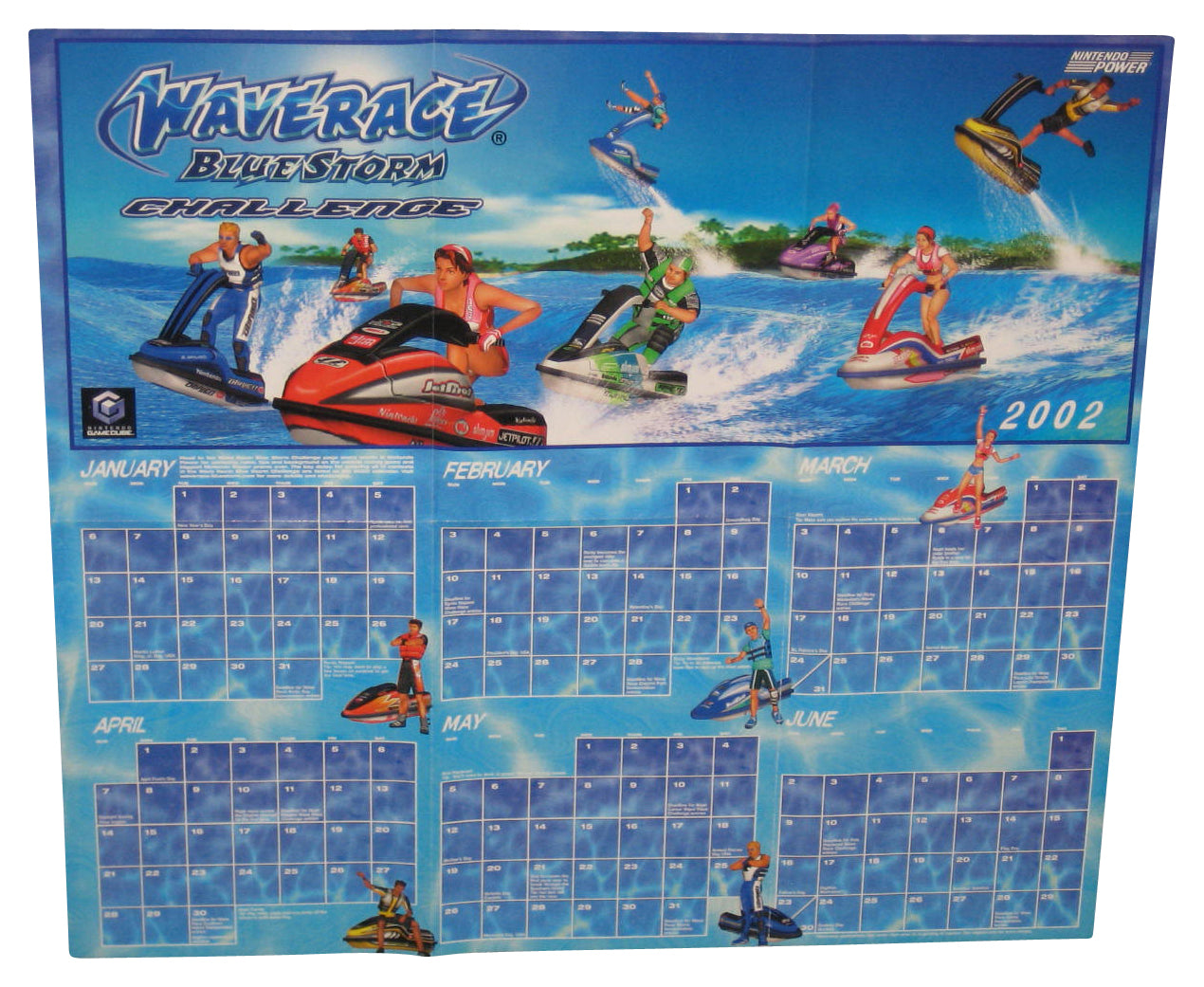Nintendo Power Wave Race Blue Storm Gamecube Calendar (2002) Pull-Out Poster