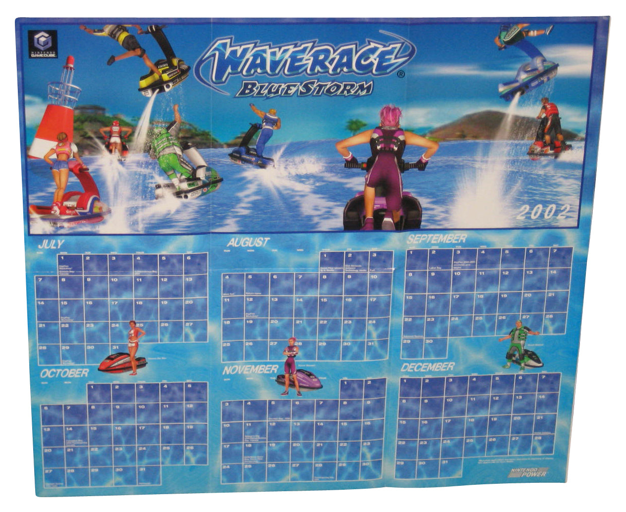 Nintendo Power Wave Race Blue Storm Gamecube Calendar (2002) Pull-Out Poster