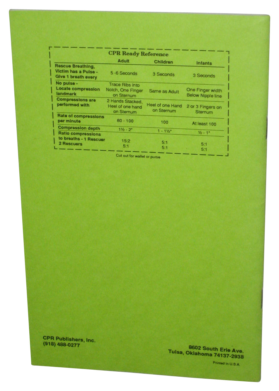Cardiopulmonary Resuscitation CPR (1992) Support Paperback Book - (Basic Cardiac Life Instruction Material)
