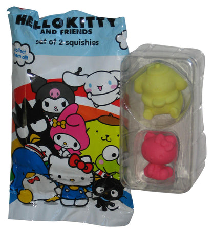 Hello Kitty and Friends Mini Squishies (2018) Surreal Pink & Yellow Pompompurin Toy 2-Pack