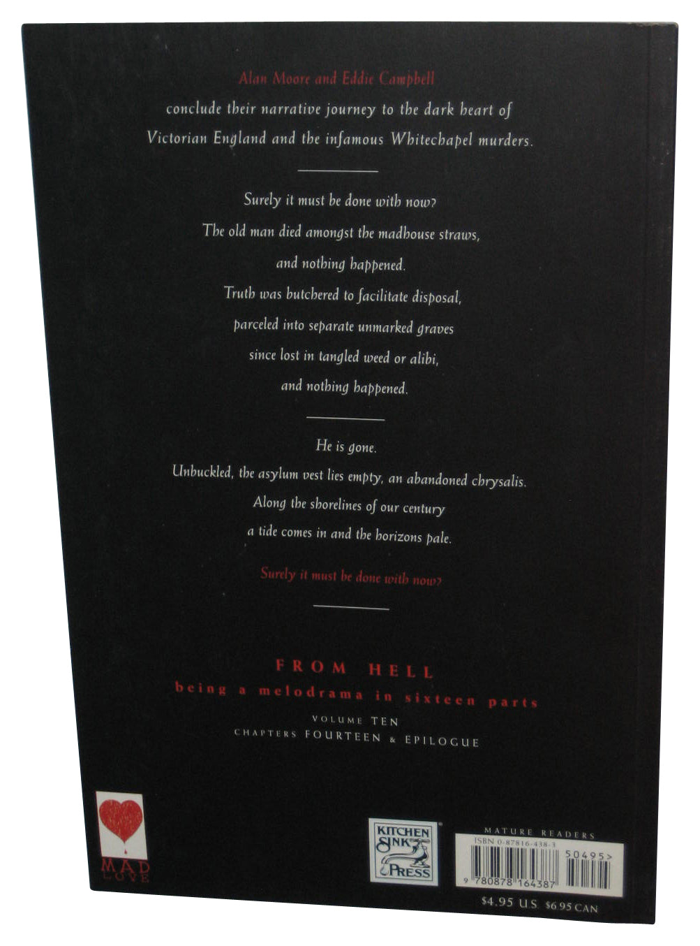 From Hell Vol. 10 Being A Melodrama In Sixteen Parts (1996) Tundra Paperback Book