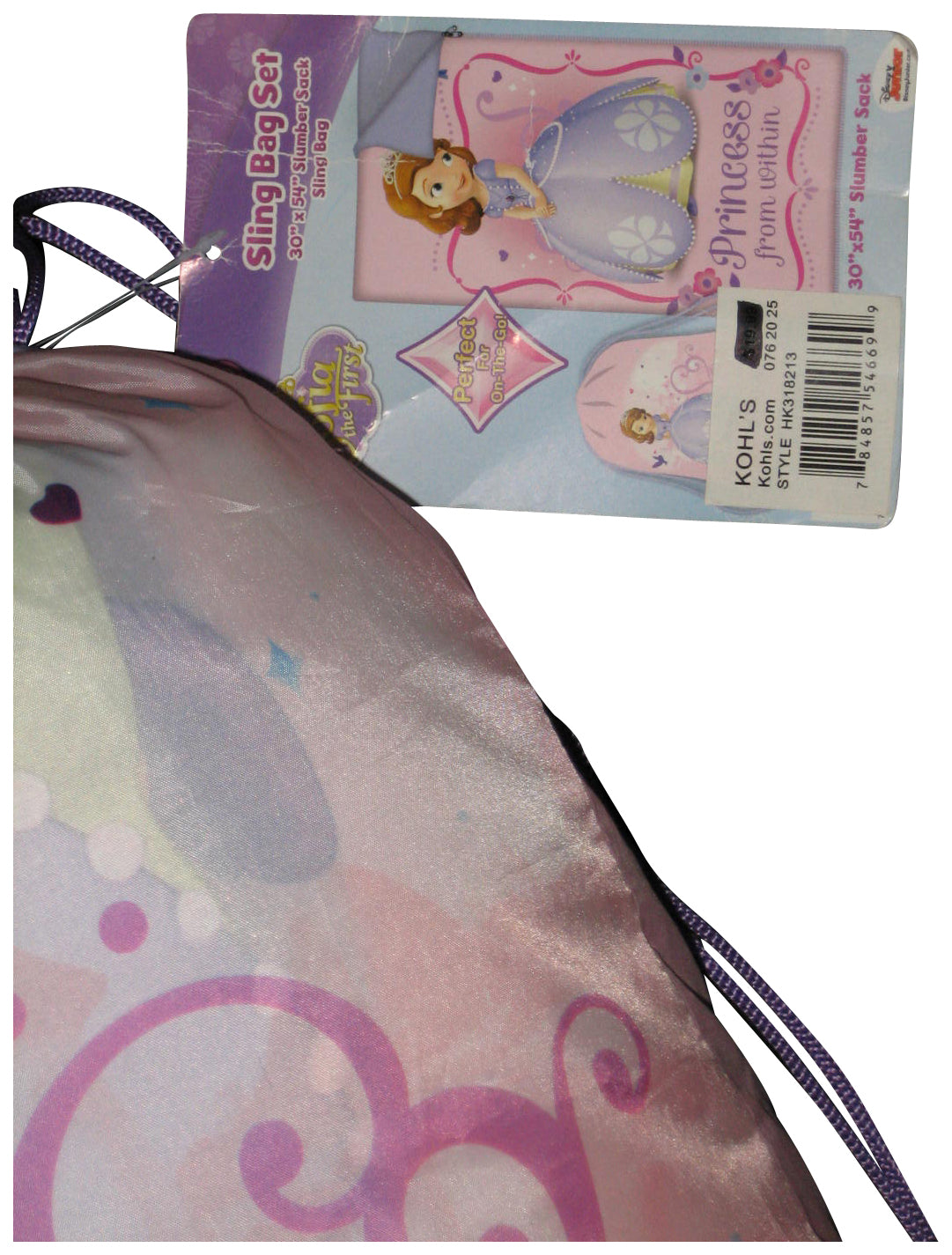 Disney Junior Sofia The First 30" x 54" Slumber Sack Pink Sling Bag Set