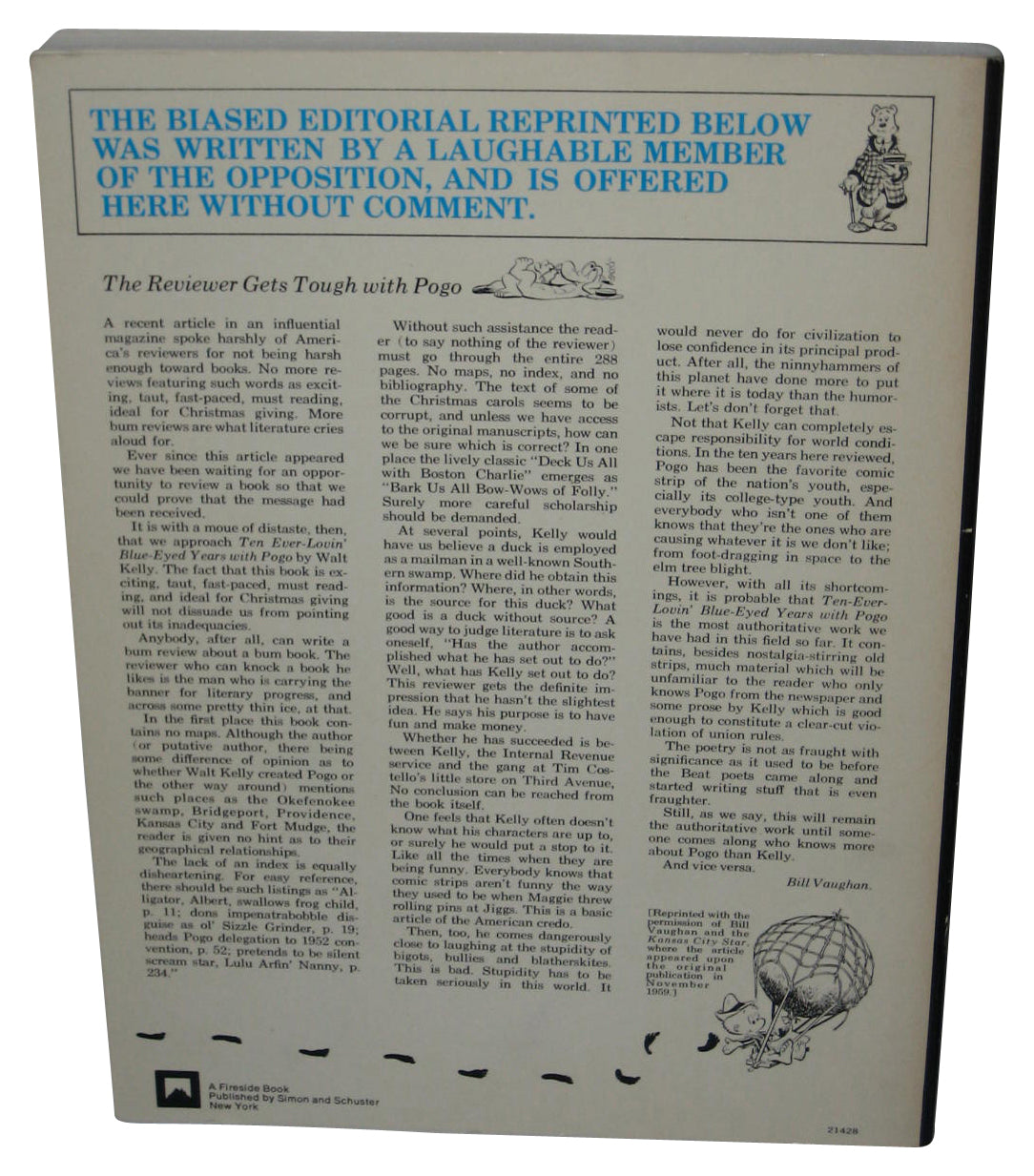 Ten Ever-Lovin' Blue Eyed Years With Pogo (1972) Paperback Book