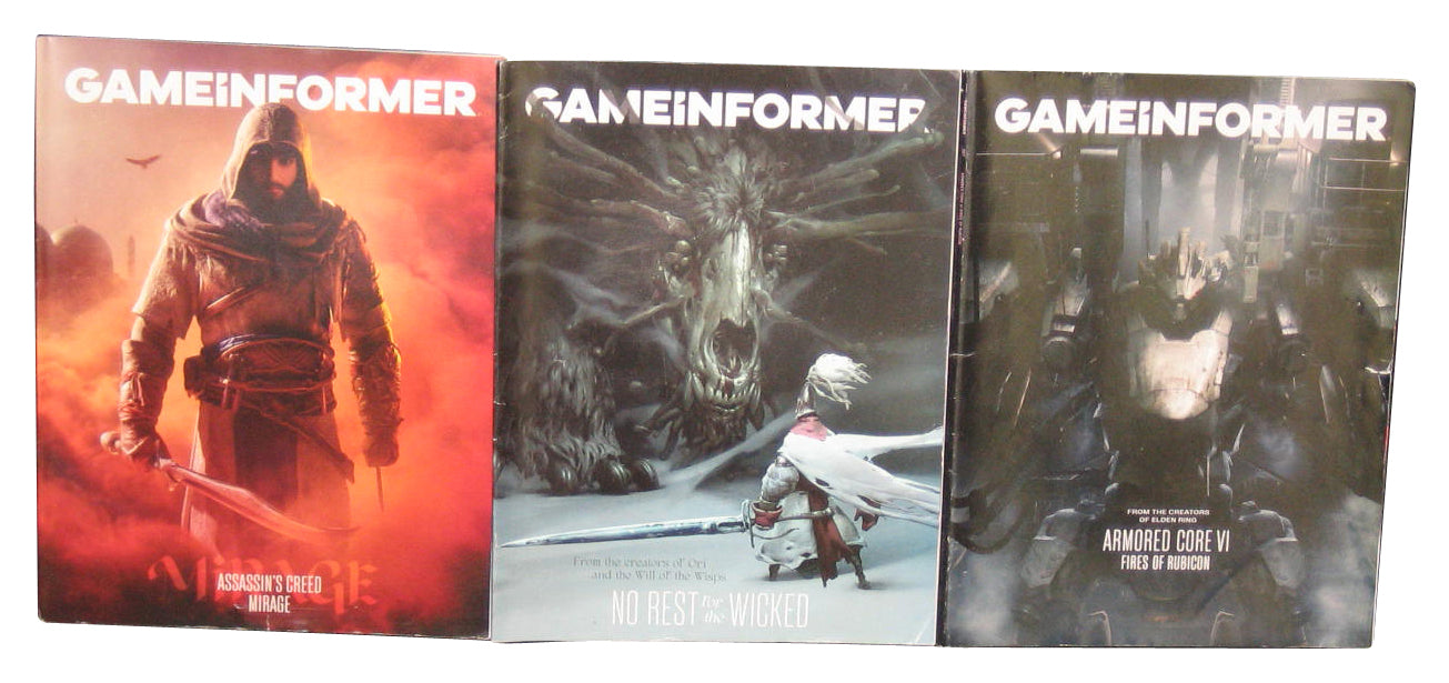 Game Informer Video Game Magazine Book Lot x3 - (Armored Core VI, Assassin's Creed, No Rest Wicked Covers)