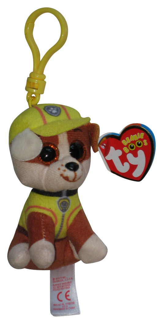 Paw Patrol Ty Beanie Boos Rubble Toy Plush w/ Plastic Key Clip