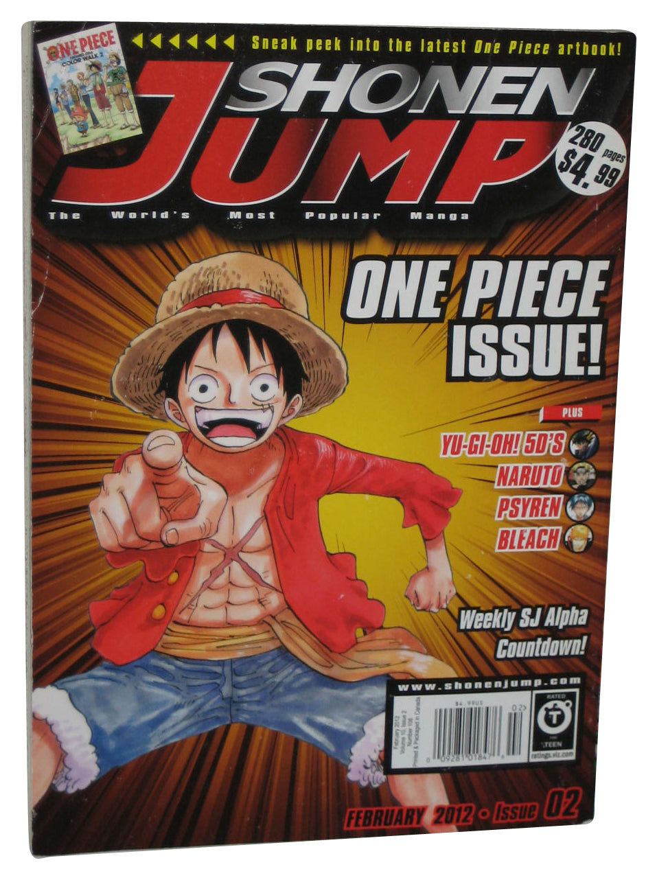 Shonen Jump February 2012 Anime Manga Magazine Book #108 - (One Piece Luffy Cover)