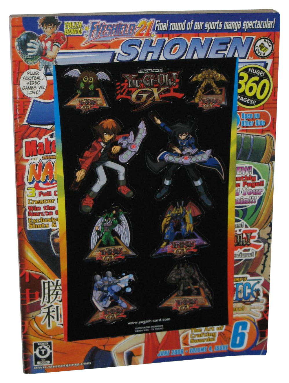 Shonen Jump June 2006 Anime Manga Magazine Book #42 - (Naruto Cover w/ Yu-Gi-Oh! Sticker Sheet)