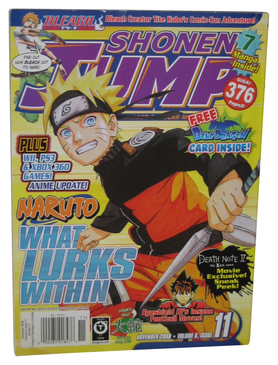 Shonen Jump November 2008 Anime Manga Magazine Book #71 - (Naruto Cover)