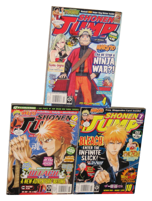 Shonen Jump Anime Manga Magazine Book Lot x3 - (Bleach & Naruto Covers)