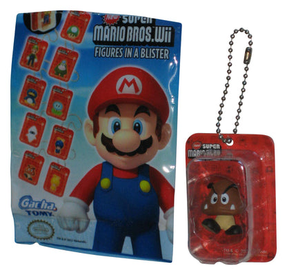 Nintendo Super Mario Bros. Wii Goomba 1" Mini Figure Keychain - (Figures In A Blister 2012 Tomy Gacha Toy)