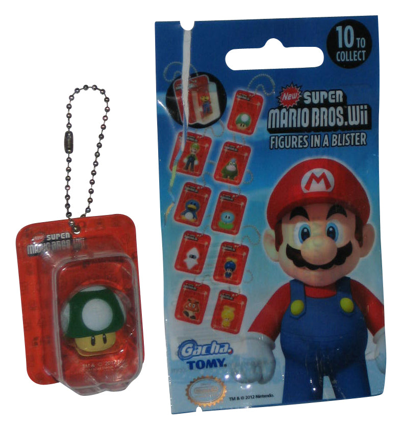 Nintendo Super Mario Bros. Wii One-Up Mushroom 1" Mini Figure Keychain - (Figures In A Blister 2012 Tomy Gacha Toy)