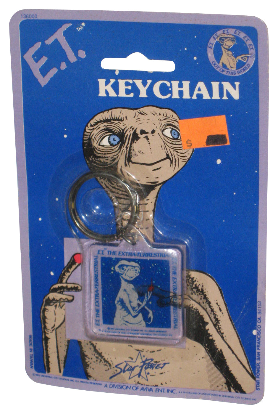 E.T. Division of Aviva (1982) Universal City Studios Lucite Acrylic Keychain