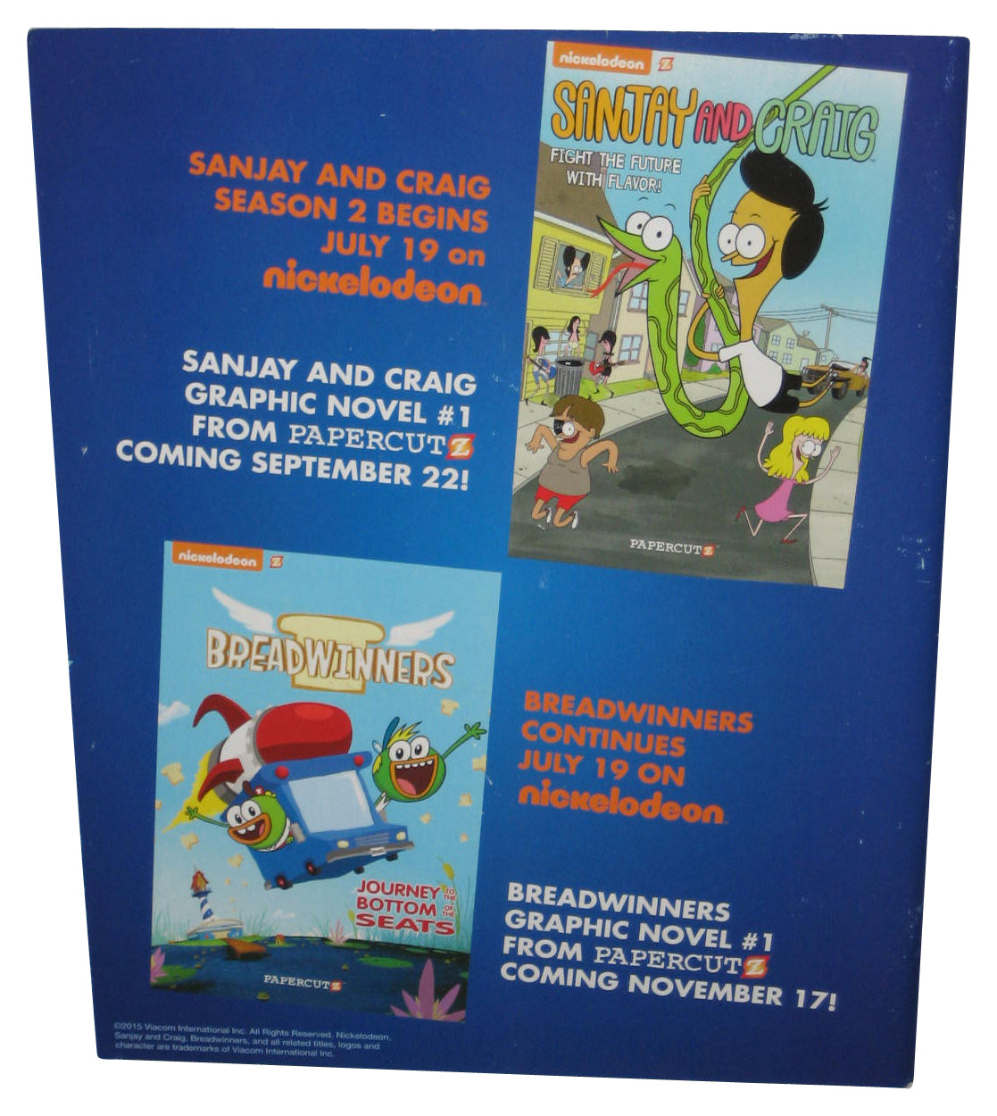 Nickelodeon July 2015 Kids Magazine Book - (Sanjay & Craig Cover)