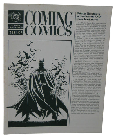 DC Comics Coming August 1992 Magazine Book - (Batman Cover)