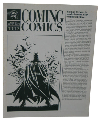 DC Comics Coming August 1992 Magazine Book - (Batman Cover)
