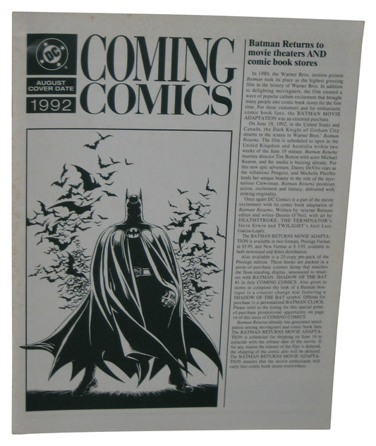 DC Comics Coming August 1992 Magazine Book - (Batman Cover)