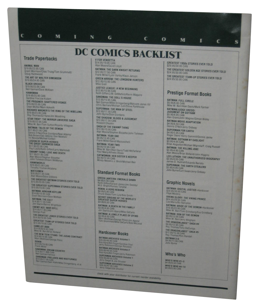 DC Comics Coming August 1992 Magazine Book - (Batman Cover)