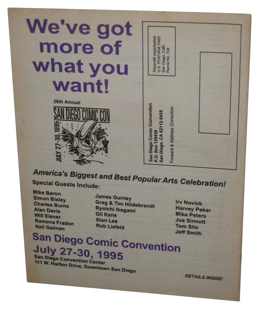 San Diego Comic Convention July 27-30 1995 Update May Magazine Book #2 - (Death & Sandman Cover)