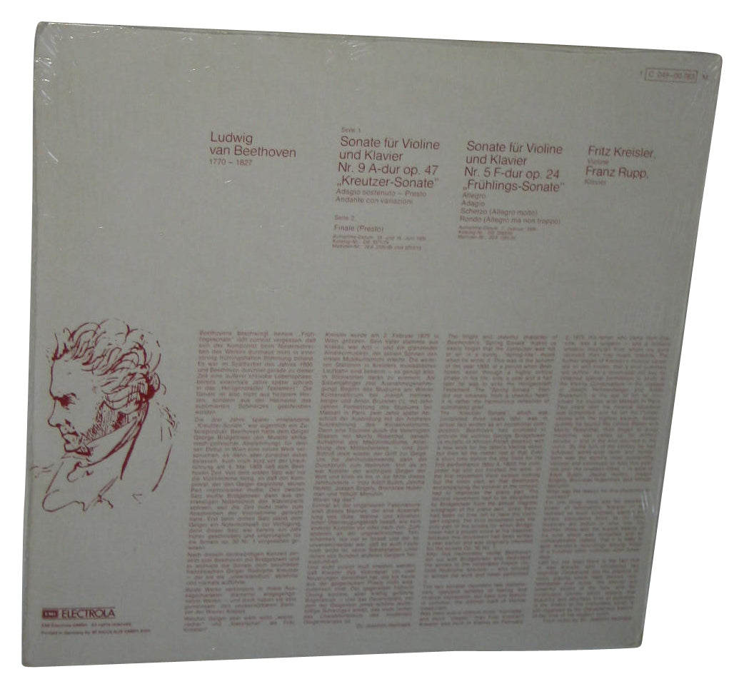 Beethoven Frits Kreisler Franz Rupp Vinyl Record - (Kreutzer-Sonate Fruhlings-Sonate)