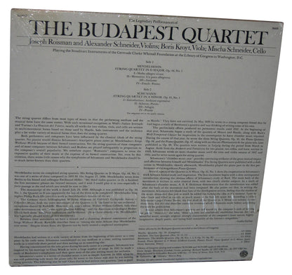 Budapest Quartet Vinyl Record - (Mendelssohn Quartet D Major Schumann Quartet In A Minor)