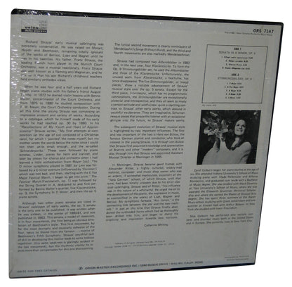 Richard Strauss Carol Colburn Piano Vinyl Record - (Sonata In B Op. 5 / Stimmungsbilder Op 9)