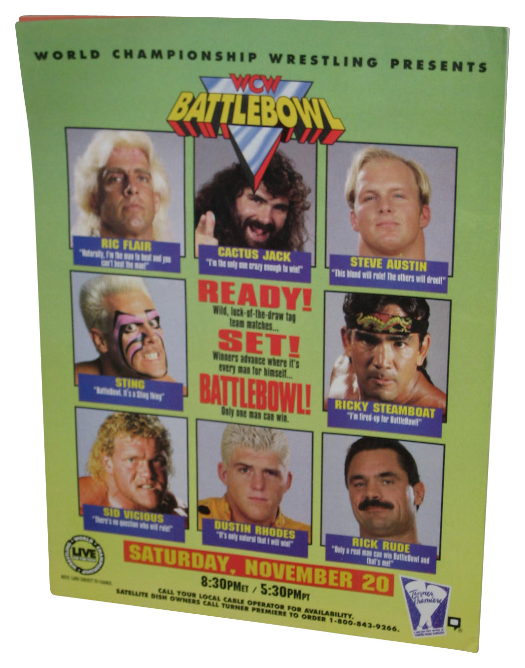 WCW Ready Set Battlebowl December 1993 Wrestling Magazine Book