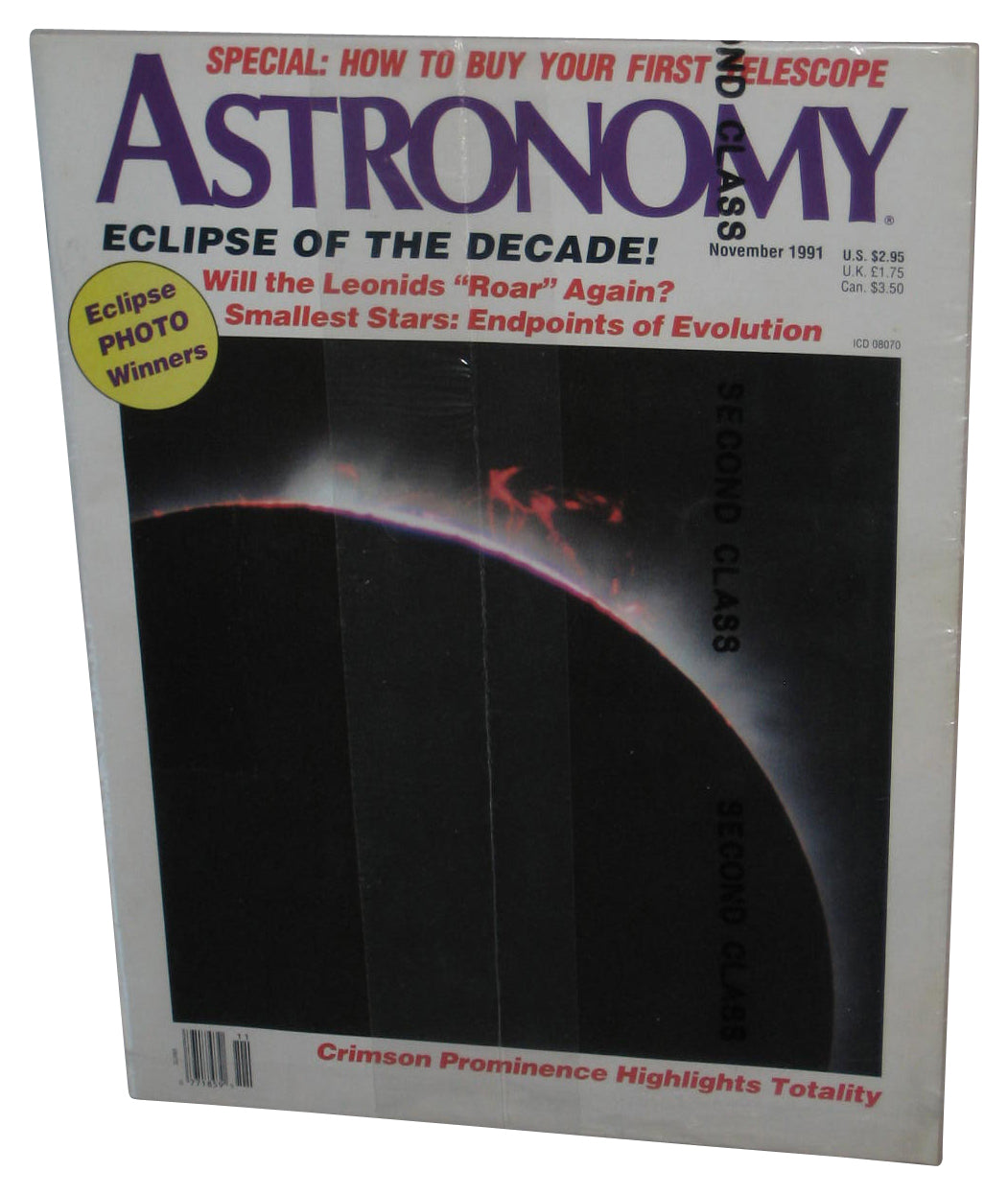 Astronomy November 1991 Magazine Book - (Crimson Prominence Highlights Totality)