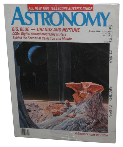 Astronomy A Geyser Erupts On Triton Uranus & Neptune October 1990 Magazine Book