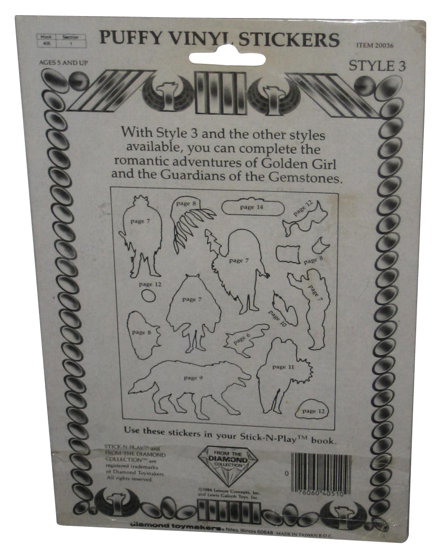 Golden Girl Guardians of The Gem Stones (1984) Puffy Vinyl Stickers Sheet - (Diamond Toymakers)