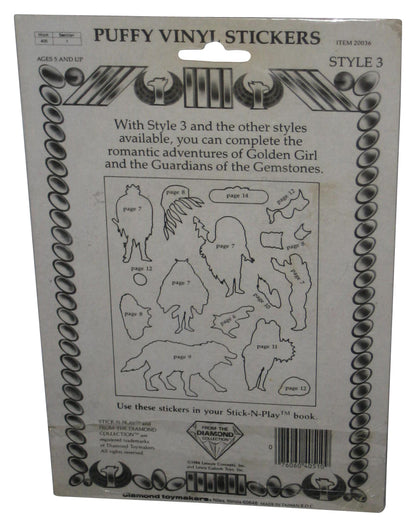 Golden Girl Guardians of The Gem Stones (1984) Puffy Vinyl Stickers Sheet - (Diamond Toymakers)