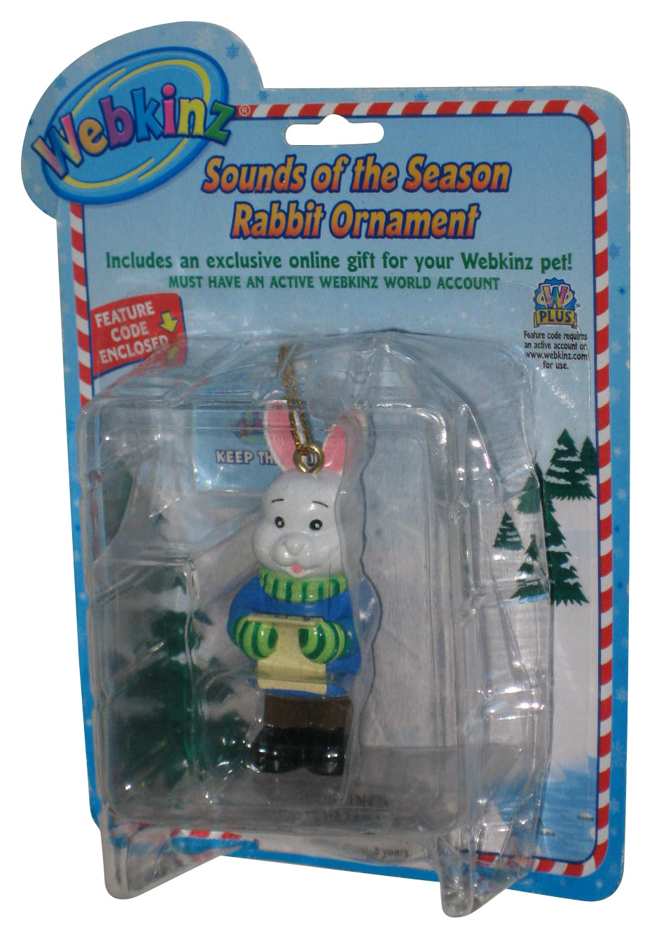 Webkinz Sounds of The Season Rabbit Ornament 2.5-Inch Mini Figure - (Dented Plastic)