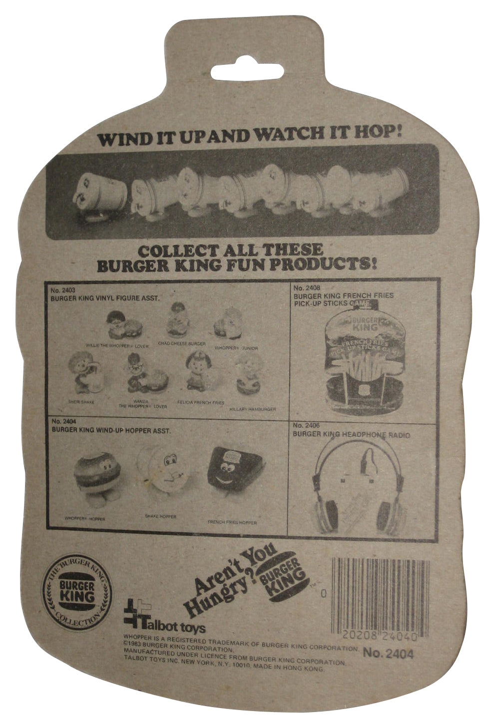 Burger King Shape Hopper Talbot Toys (1983) Mini Figure 2404