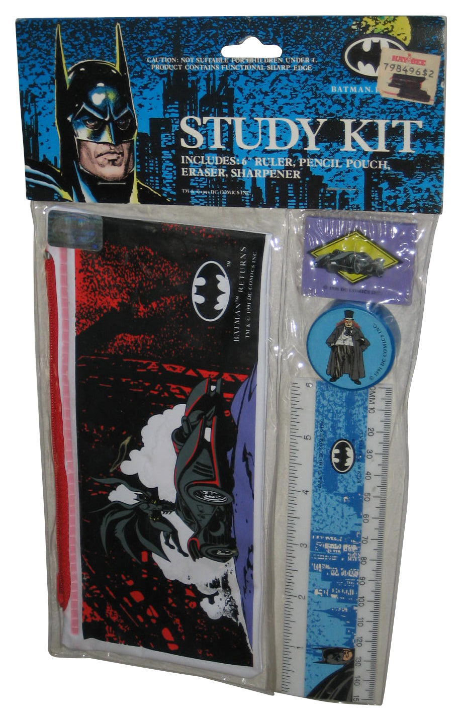 DC Comics Batman Study Stationary Kit - (6" Ruler, Pencil Pouch, Eraser & Sharpener)
