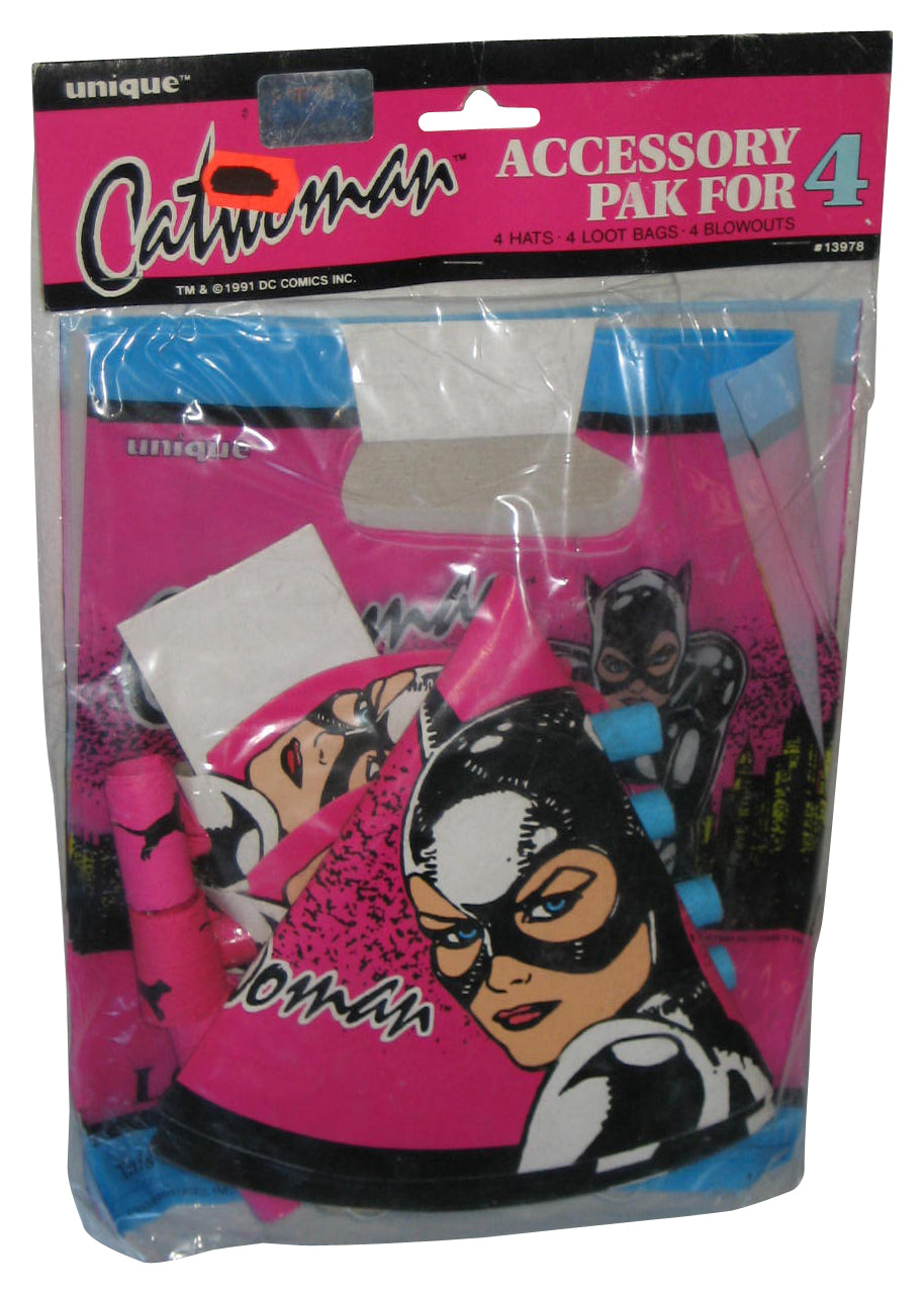 DC Comics Batman Catwoman Unique (1991) Birthday Party Accessory Pak 13978 - (4 Hats, Loot Bags, Blowouts)