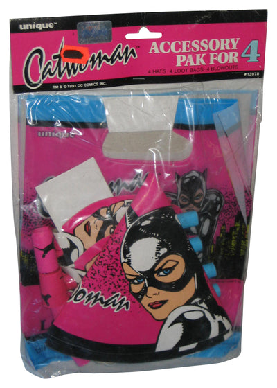 DC Comics Batman Catwoman Unique (1991) Birthday Party Accessory Pak 13978 - (4 Hats, Loot Bags, Blowouts)