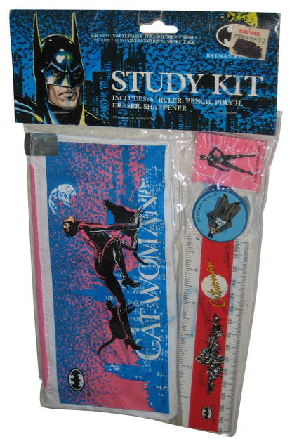 DC Comics Batman Catwoman Study Stationary Kit - (6" Ruler, Pencil Pouch, Eraser & Sharpener)