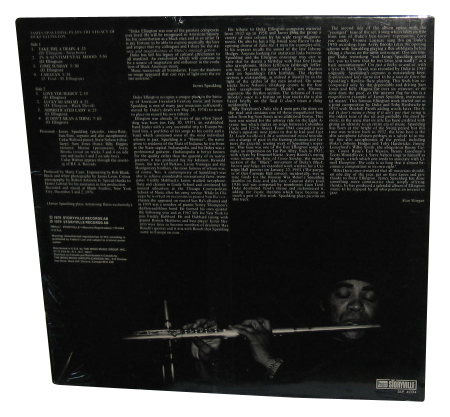 James Spaulding Plays The Legacy of Duke ELlington (1978) Music Vinyl Record