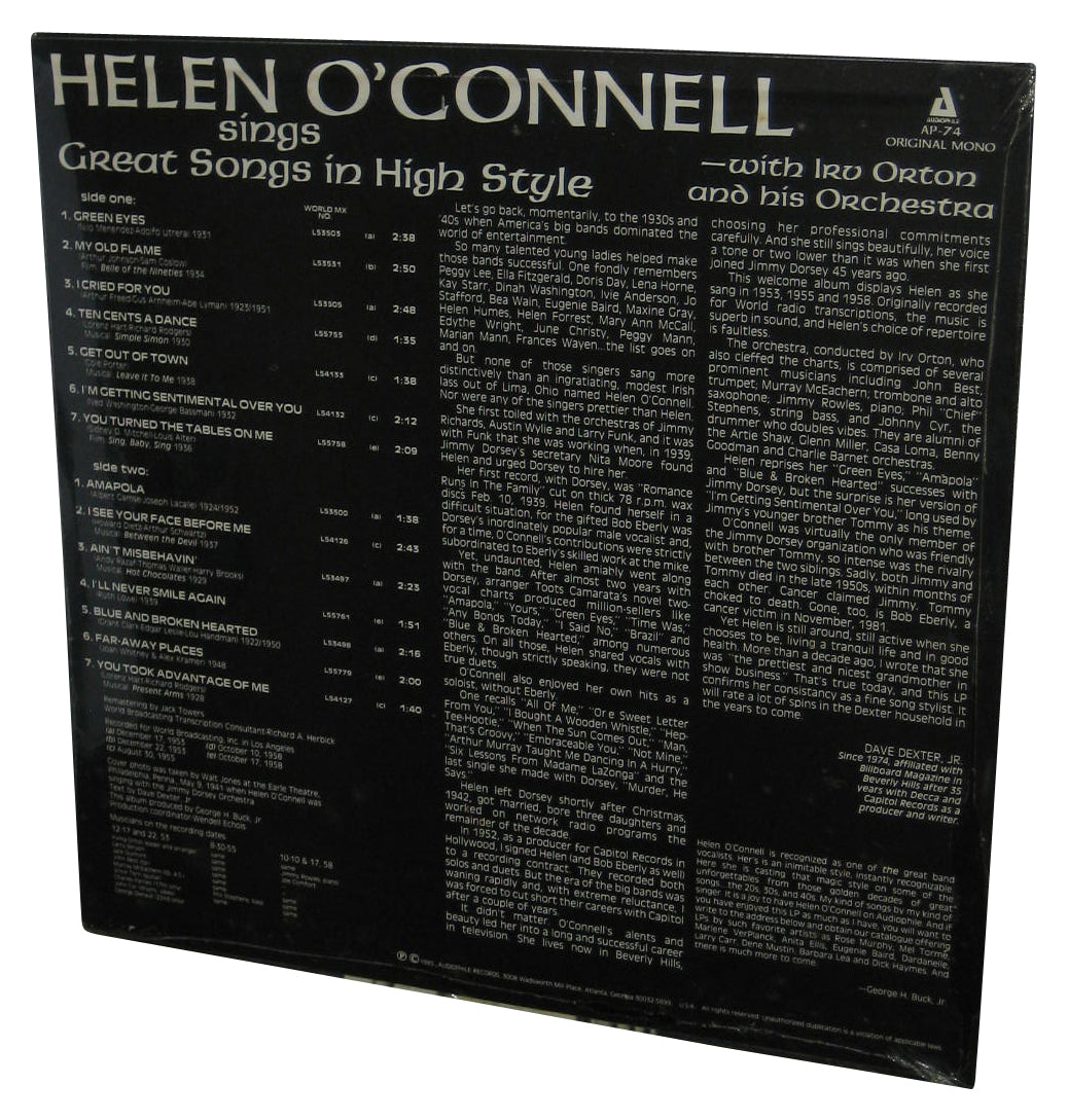 Helen O'Connell Sings Great Songs In High Style (1985) Music LP Vinyl Record
