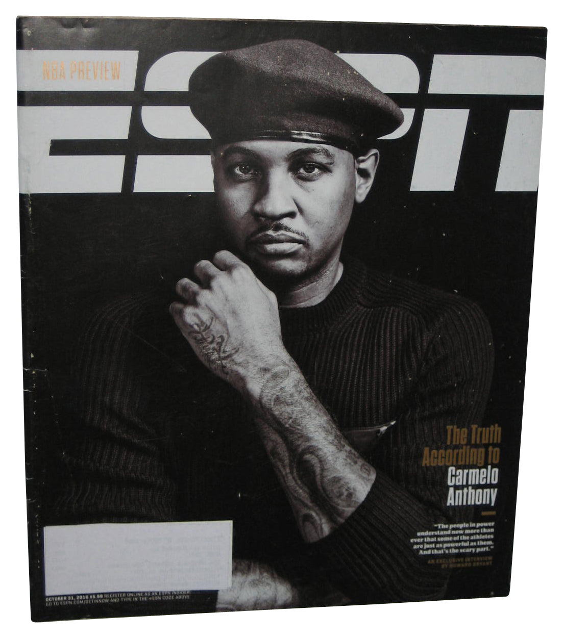 ESPN NBA Preview October 31 2016 Magazine Book - (Carmelo Anthony Cover)